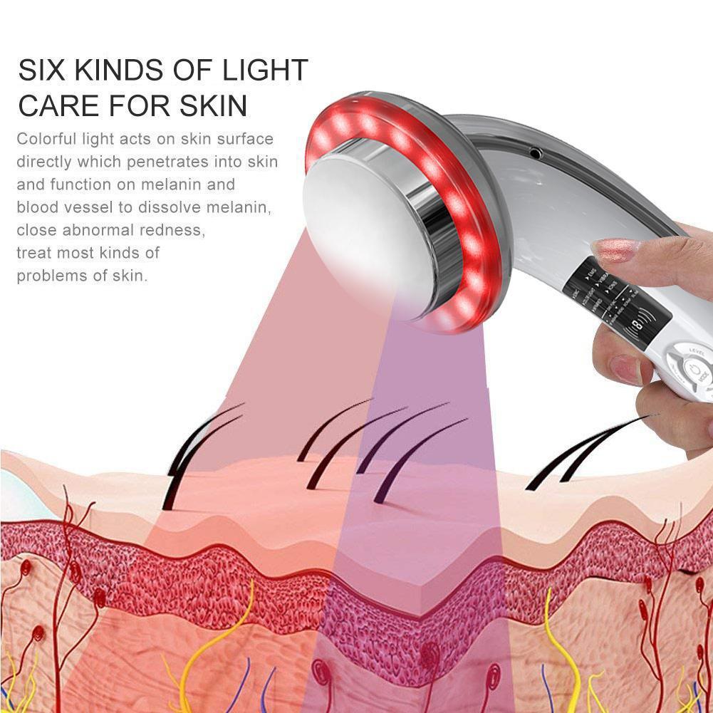 JMT-922186 6-in-1 Ultrasonic Beauty Tool with EMS and Color Light Therapy