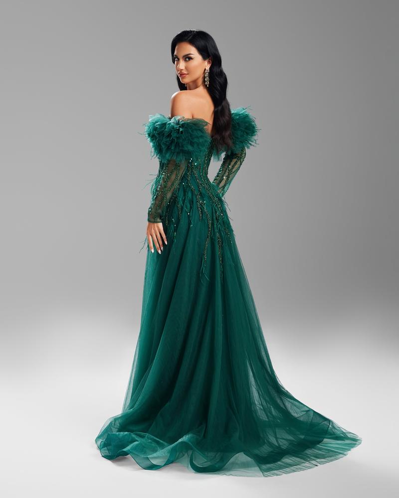 JMT-922442 Elegant Green Evening Gown for Women - Timeless Formal Dress Perfect for Special Occasions