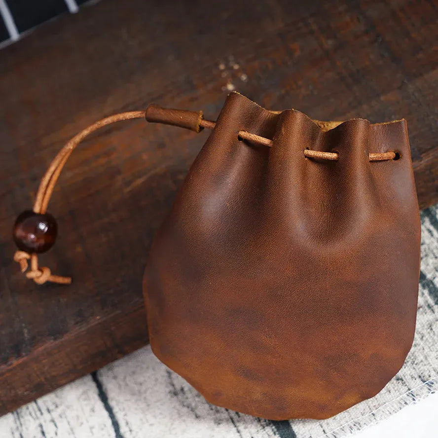 JMT-922570 Genuine Leather Multi-functional Waist Bag, Retro Cowhide Hanging Key Pouch