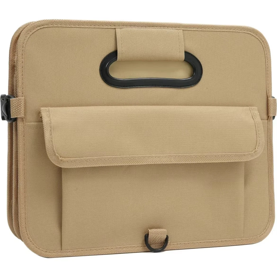 JMT-922826 Foldable Khaki Car Trunk Organizer with Non-Slip Adjustable Design and Multiple Compartments Made of 600D Oxford Cloth