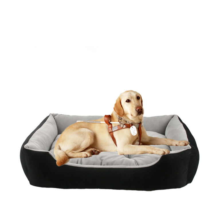 JMT-923658 Plush Square Dog and Cat Cushion Bed - Soft Velvet Pet Nest for Medium to Large Pets