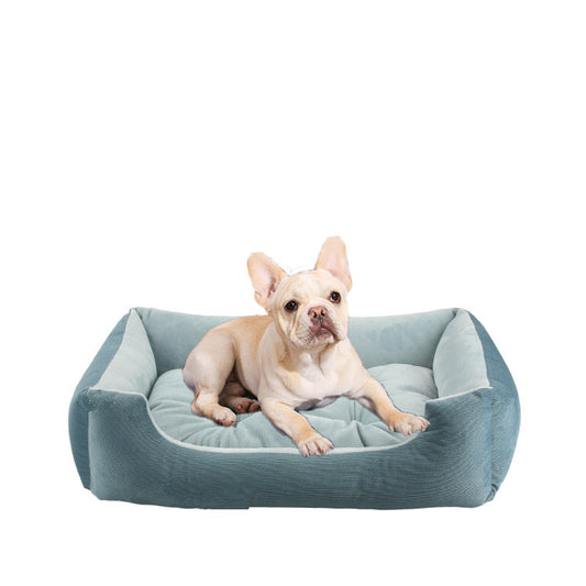 JMT-923658 Plush Square Dog and Cat Cushion Bed - Soft Velvet Pet Nest for Medium to Large Pets