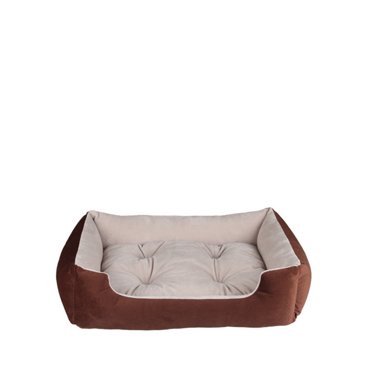 JMT-923658 Plush Square Dog and Cat Cushion Bed - Soft Velvet Pet Nest for Medium to Large Pets