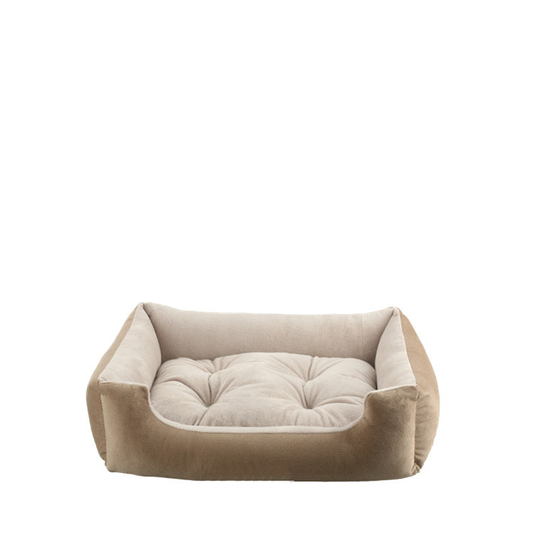 JMT-923658 Plush Square Dog and Cat Cushion Bed - Soft Velvet Pet Nest for Medium to Large Pets