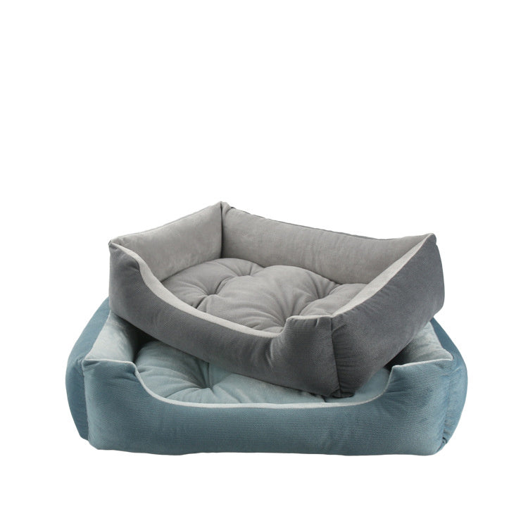 JMT-923658 Plush Square Dog and Cat Cushion Bed - Soft Velvet Pet Nest for Medium to Large Pets