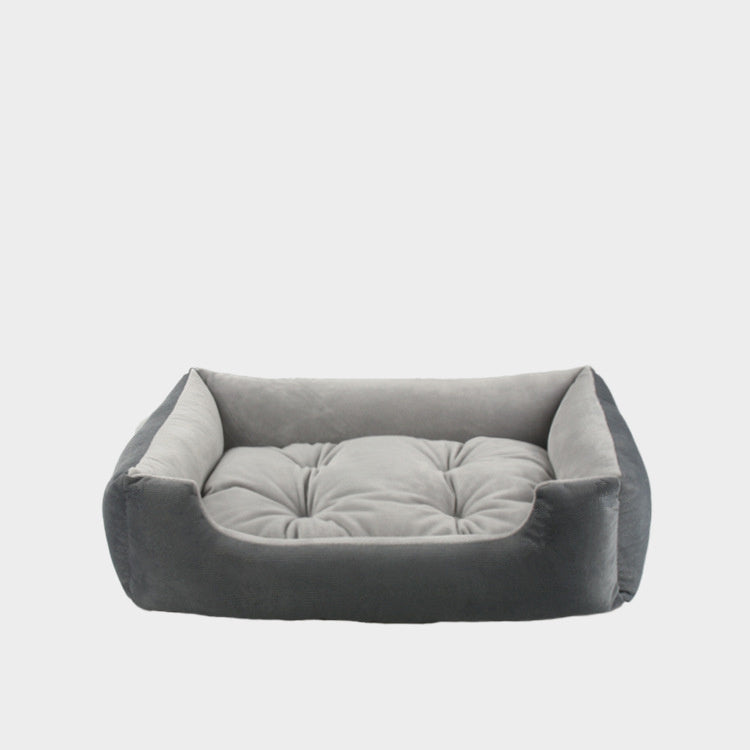 JMT-923658 Plush Square Dog and Cat Cushion Bed - Soft Velvet Pet Nest for Medium to Large Pets