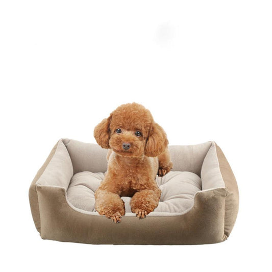 JMT-923658 Plush Square Dog and Cat Cushion Bed - Soft Velvet Pet Nest for Medium to Large Pets