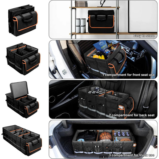 JMT-923978 Car Trunk Organiser with Lid and Removable Leakproof Cooler Bag for Efficient Storage