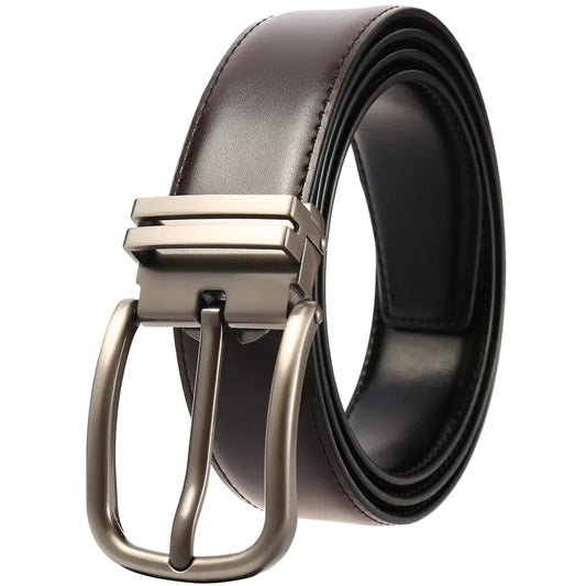 JMT-924106 Men's Double-Sided Pin Buckle Genuine Leather Belt - Model LY35-21623-1