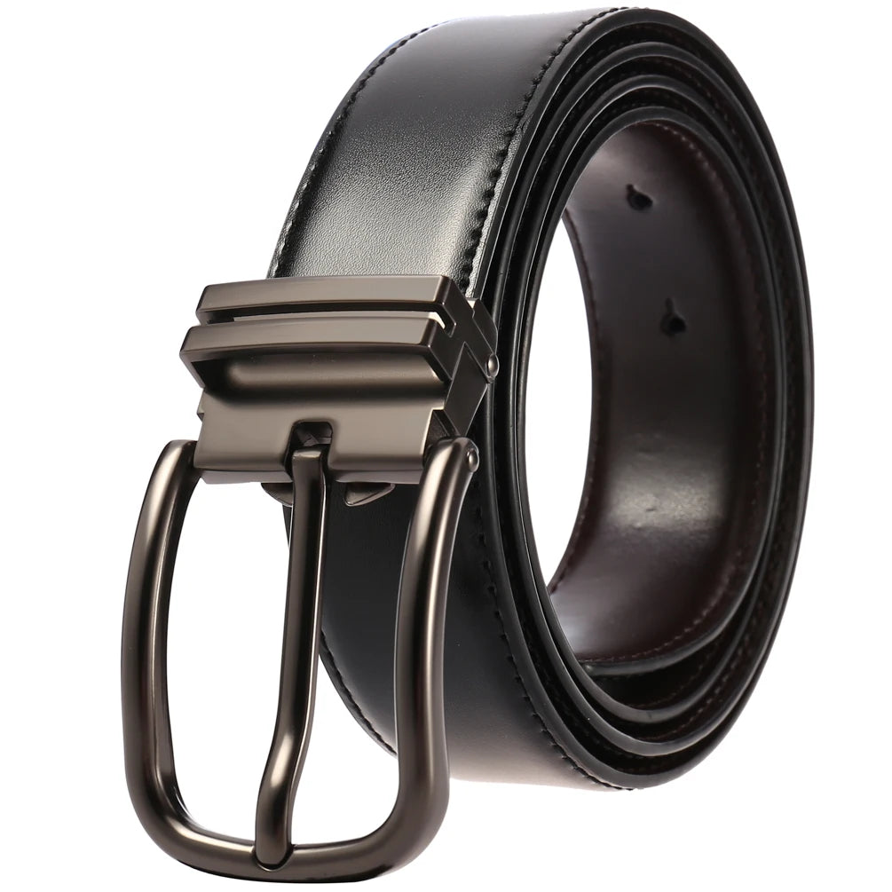JMT-924106 Men's Double-Sided Pin Buckle Genuine Leather Belt - Model LY35-21623-1