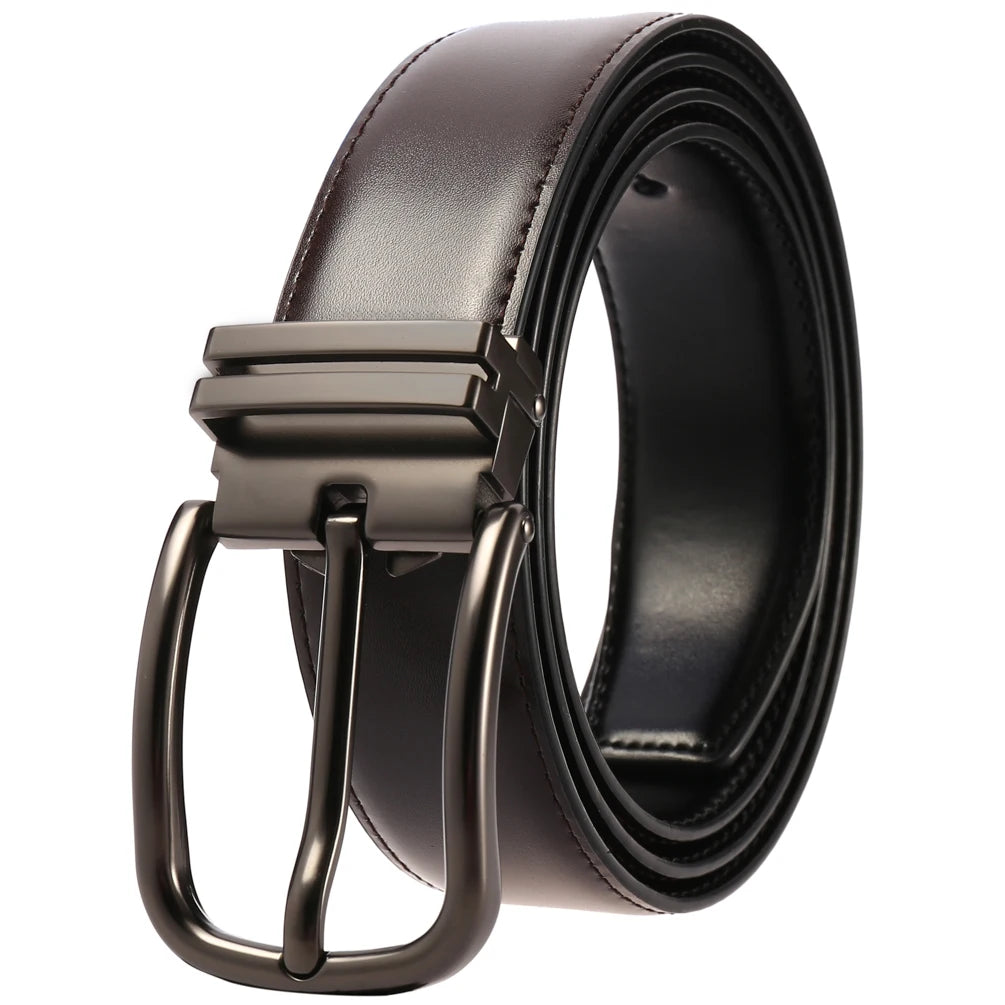 JMT-924106 Men's Double-Sided Pin Buckle Genuine Leather Belt - Model LY35-21623-1