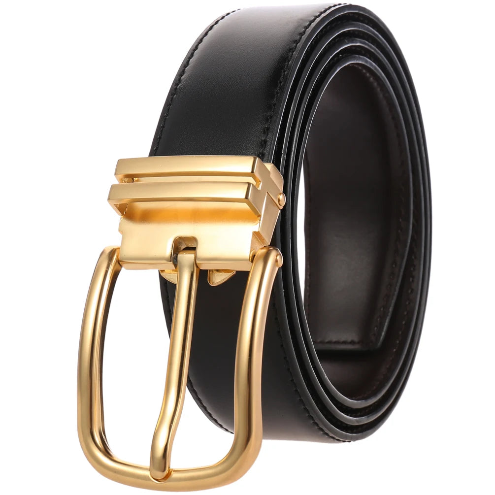 JMT-924106 Men's Double-Sided Pin Buckle Genuine Leather Belt - Model LY35-21623-1