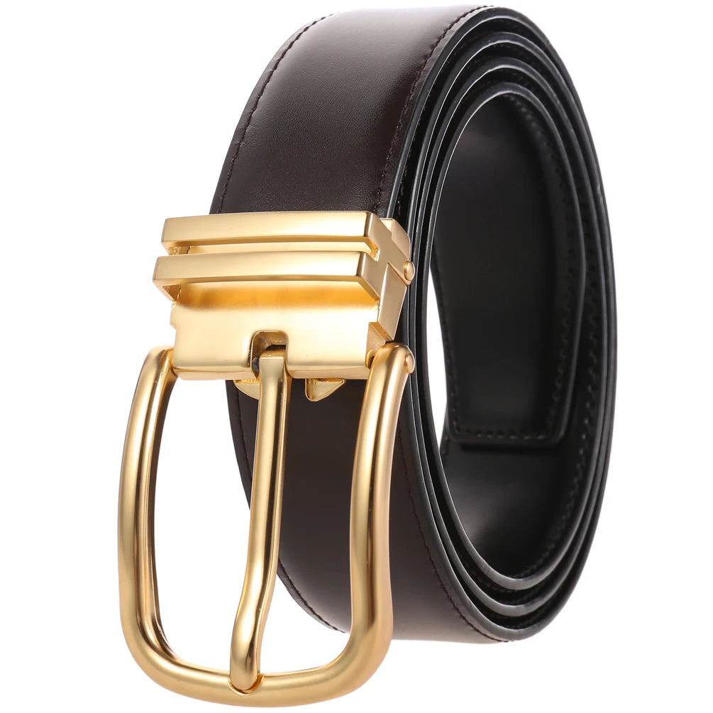 JMT-924106 Men's Double-Sided Pin Buckle Genuine Leather Belt - Model LY35-21623-1