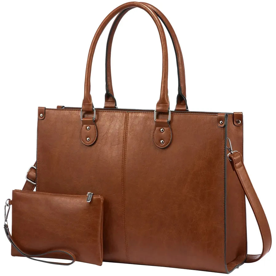 JMT-924170 Professional PU Leather Laptop Tote Bag for Women - Fits 15.6 Inch Devices - Versatile Business Messenger Handbag