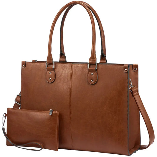JMT-924170 Professional PU Leather Laptop Tote Bag for Women - Fits 15.6 Inch Devices - Versatile Business Messenger Handbag