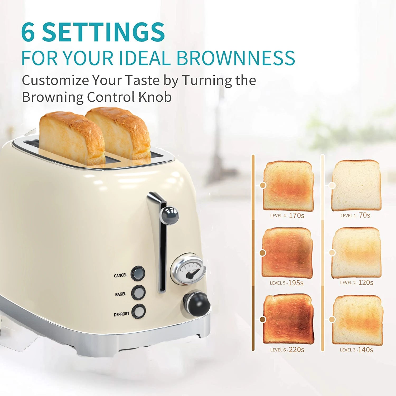 JMT-924298 Retro Stainless Steel Wide Slot Sandwich Toaster for 2 Slices