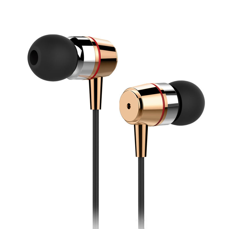 JMT-924490 Metal In-Ear Earphones with 3.5mm Plug and 1.2M Silica Gel Wire for Computers and Mobile Devices