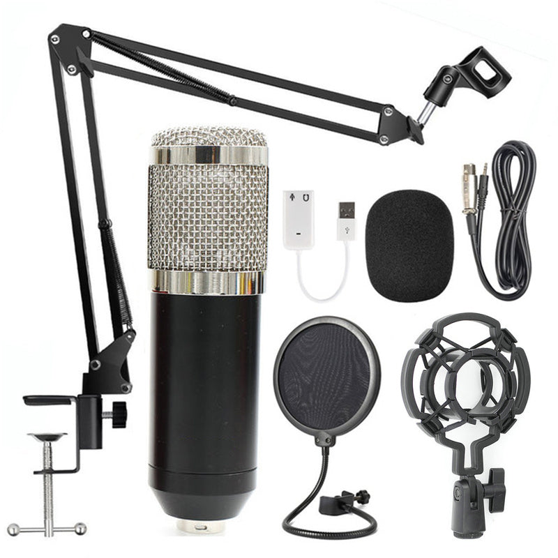JMT-924682 Professional Condenser Microphone Stand Set with Integrated F-16 Core for Desktop and Laptop Use