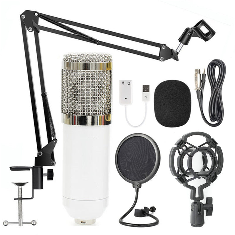 JMT-924682 Professional Condenser Microphone Stand Set with Integrated F-16 Core for Desktop and Laptop Use