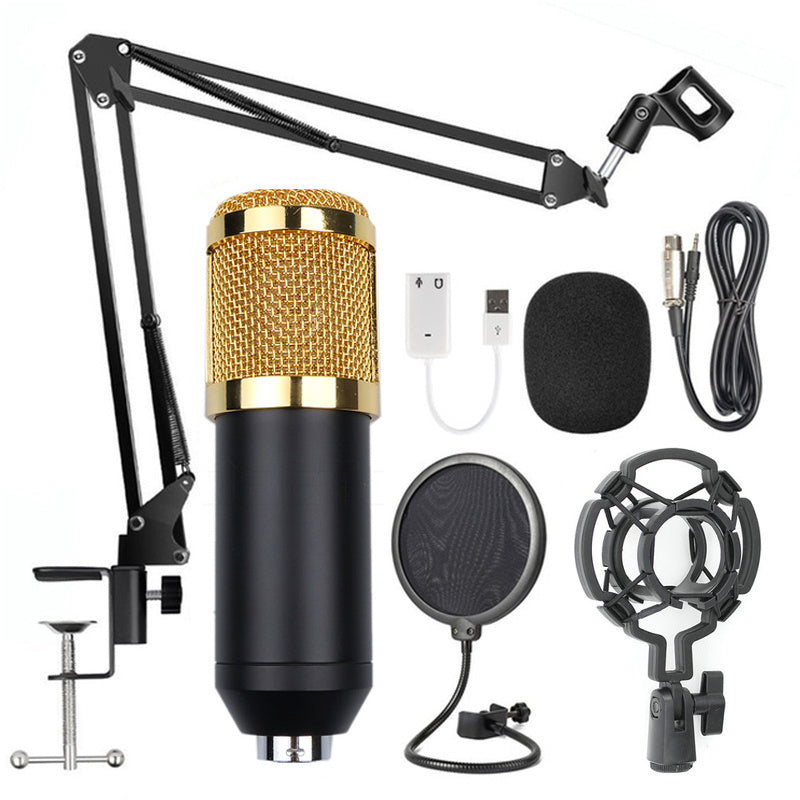 JMT-924682 Professional Condenser Microphone Stand Set with Integrated F-16 Core for Desktop and Laptop Use