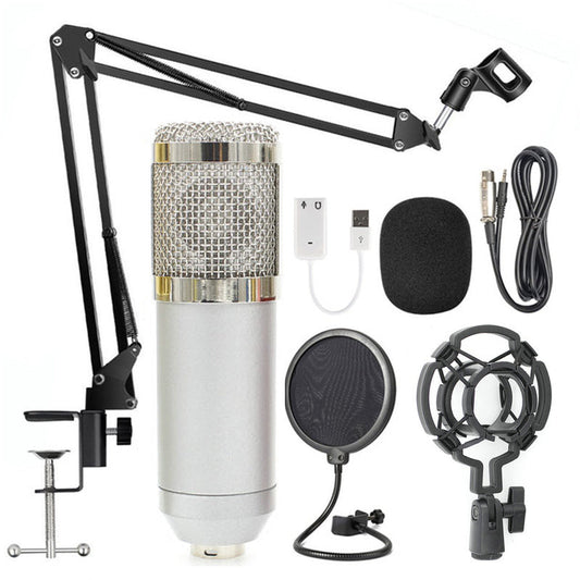 JMT-924682 Professional Condenser Microphone Stand Set with Integrated F-16 Core for Desktop and Laptop Use