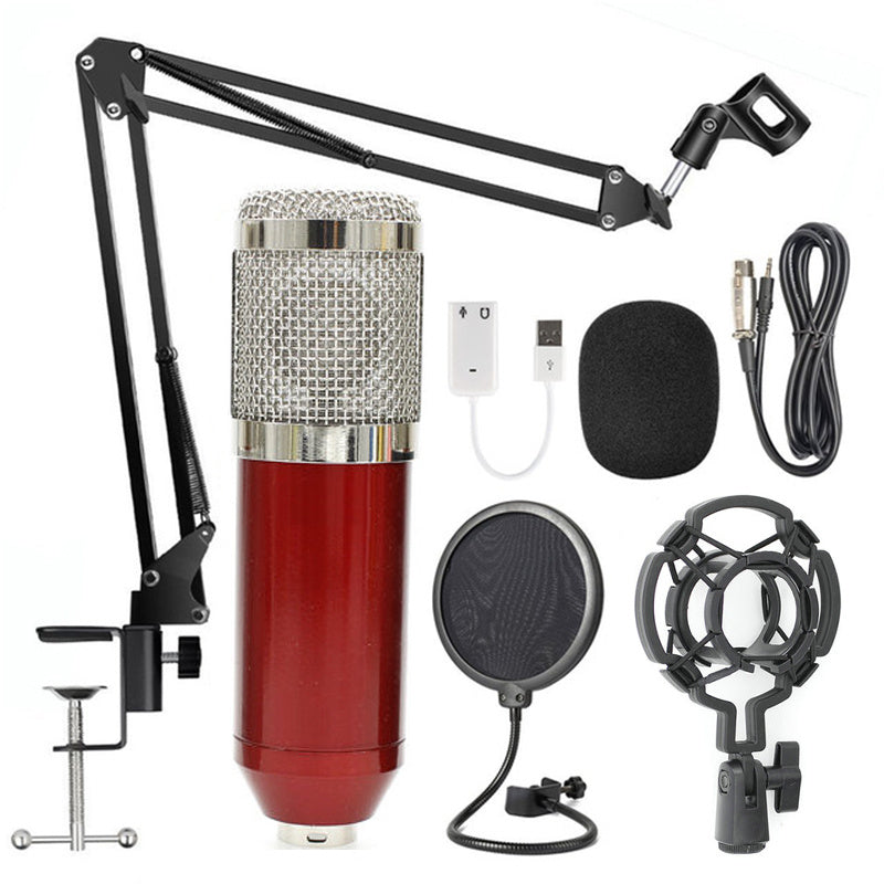 JMT-924682 Professional Condenser Microphone Stand Set with Integrated F-16 Core for Desktop and Laptop Use