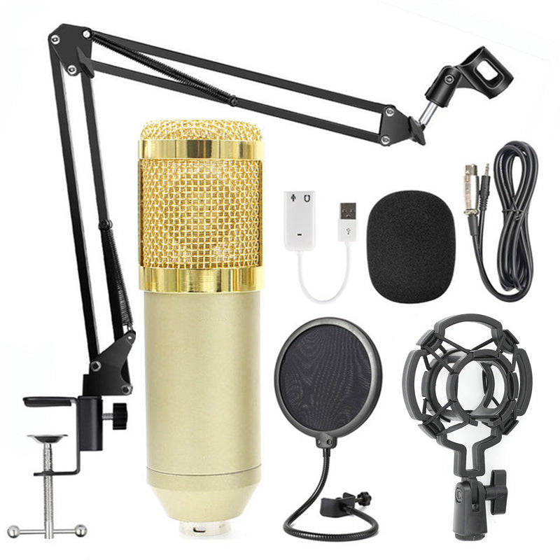 JMT-924682 Professional Condenser Microphone Stand Set with Integrated F-16 Core for Desktop and Laptop Use