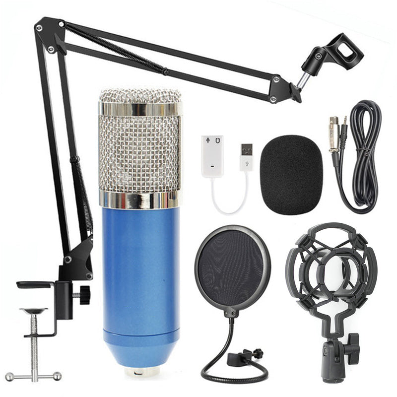 JMT-924682 Professional Condenser Microphone Stand Set with Integrated F-16 Core for Desktop and Laptop Use