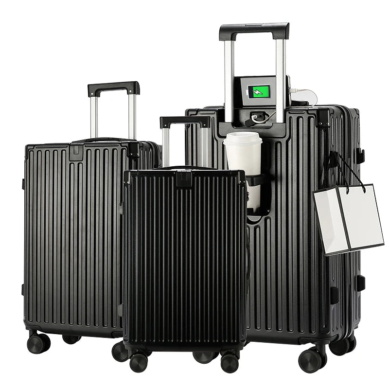 JMT-925130 Durable 4-Wheel Soft Shell Travel Luggage Set with Carry-On Suitcase