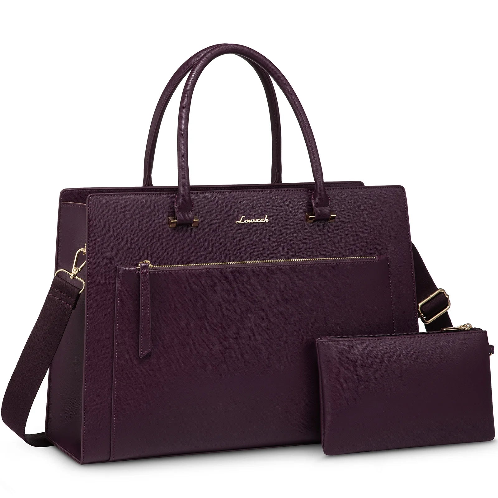 JMT-925322 15.6 Inch Laptop Tote Handbag for Women - Stylish Leather Office Briefcase with Shoulder Strap
