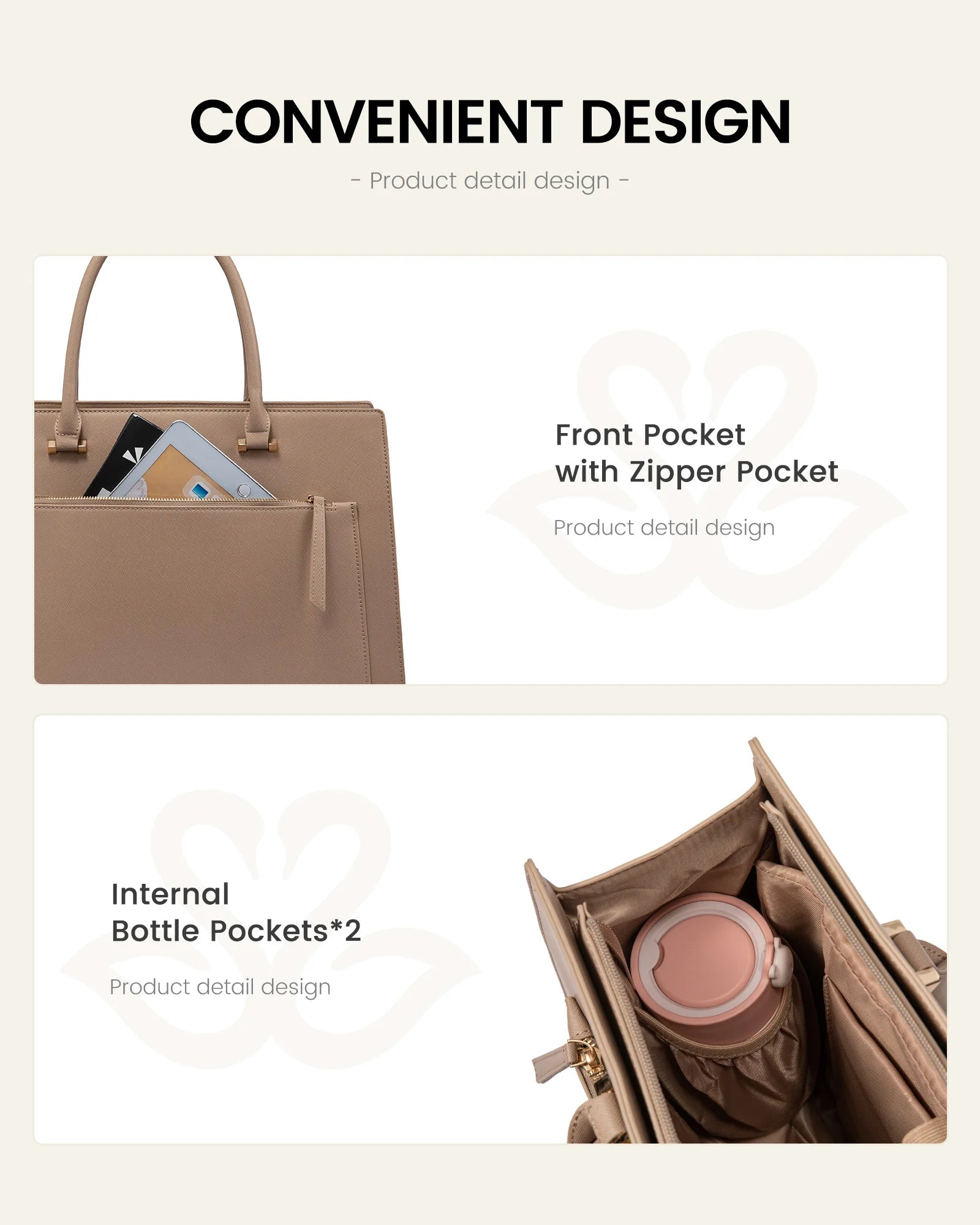 JMT-925322 15.6 Inch Laptop Tote Handbag for Women - Stylish Leather Office Briefcase with Shoulder Strap