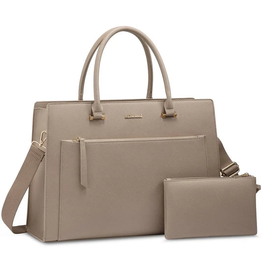 JMT-925322 15.6 Inch Laptop Tote Handbag for Women - Stylish Leather Office Briefcase with Shoulder Strap