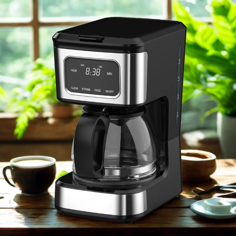 JMT-925322 4-Cup Touch Screen Coffee Maker with Stainless Steel Accents and High-Quality Glass Carafe