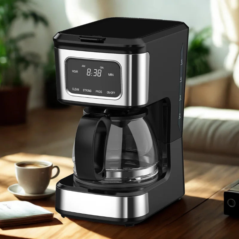 JMT-925322 4-Cup Touch Screen Coffee Maker with Stainless Steel Accents and High-Quality Glass Carafe