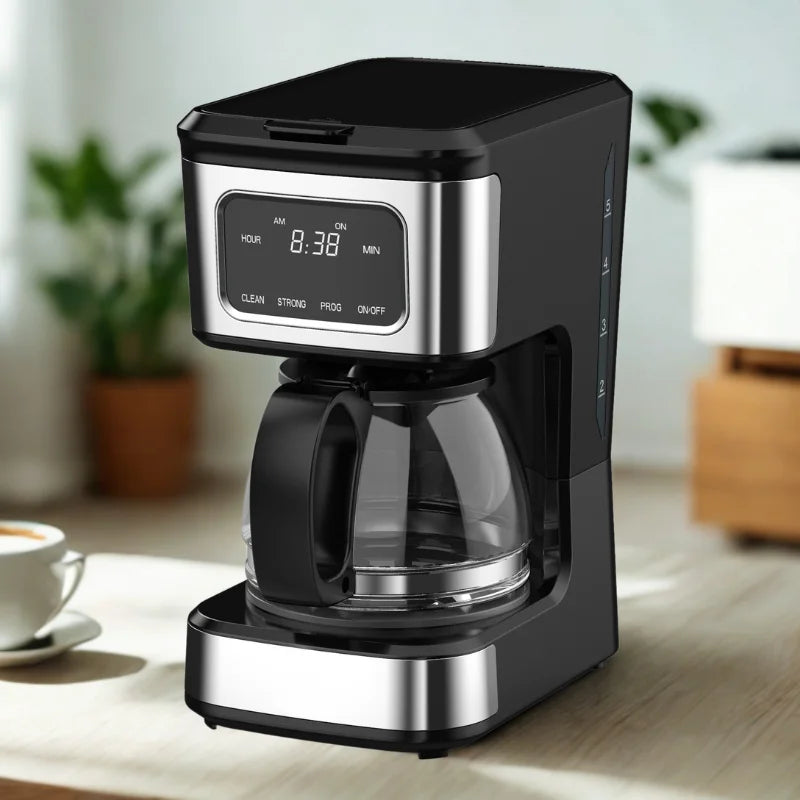 JMT-925322 4-Cup Touch Screen Coffee Maker with Stainless Steel Accents and High-Quality Glass Carafe