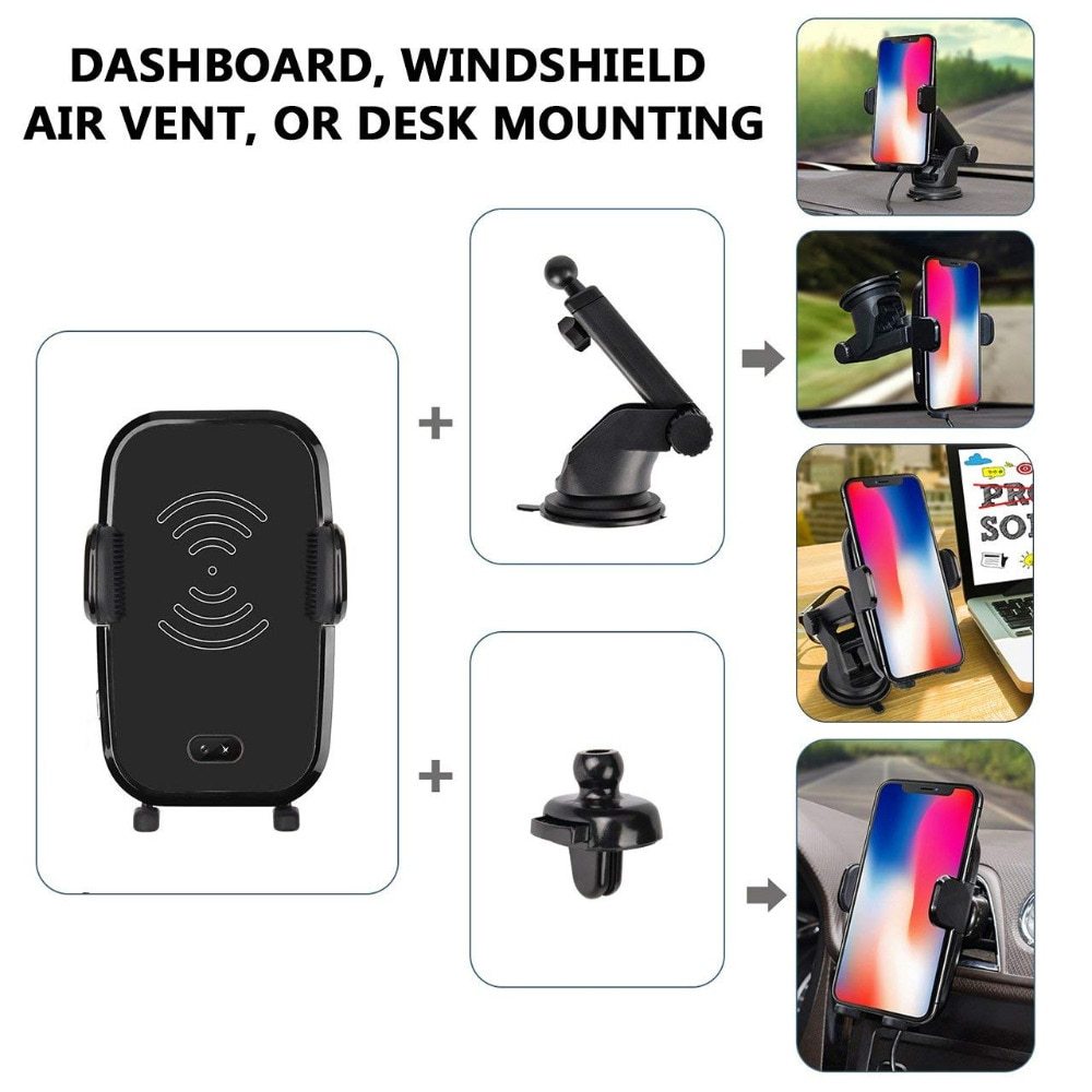 JMT-925514 Fast Wireless Car Charger with Automatic Infrared Sensor for Qi-Compatible Phones