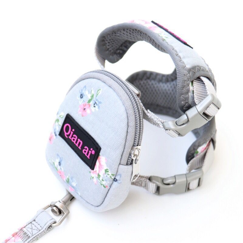 JMT-925834 Adjustable Dog and Cat Harness Leash Set - Breathable Nylon, Perfect for Training and Walks - Available in Pink, Gray, and Sky Blue