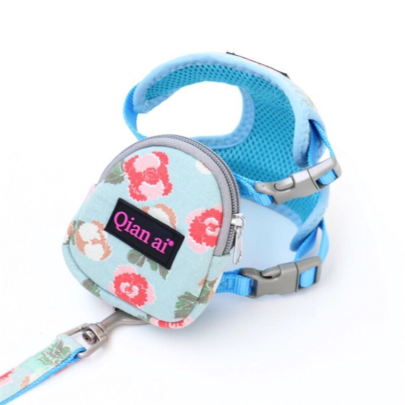 JMT-925834 Adjustable Dog and Cat Harness Leash Set - Breathable Nylon, Perfect for Training and Walks - Available in Pink, Gray, and Sky Blue