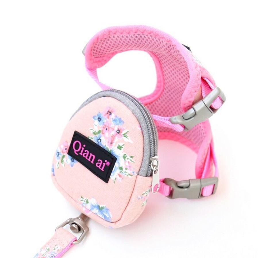 JMT-925834 Adjustable Dog and Cat Harness Leash Set - Breathable Nylon, Perfect for Training and Walks - Available in Pink, Gray, and Sky Blue