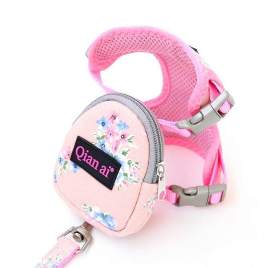 JMT-925834 Adjustable Dog and Cat Harness Leash Set - Breathable Nylon, Perfect for Training and Walks - Available in Pink, Gray, and Sky Blue