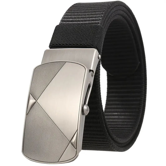 JMT-926410 Custom Leather Belt with Nylon Woven Tape and Tungsten Buckle - Model Ly36-23547-1