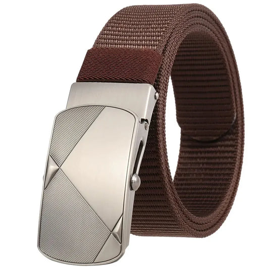 JMT-926410 Custom Leather Belt with Nylon Woven Tape and Tungsten Buckle - Model Ly36-23547-1