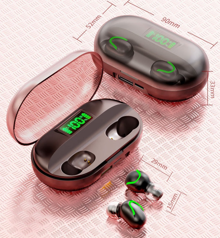 JMT-926474 Bluetooth C1 Wireless Headset with LED Digital Display and Voice Control, Stereo Sound, 15m Range