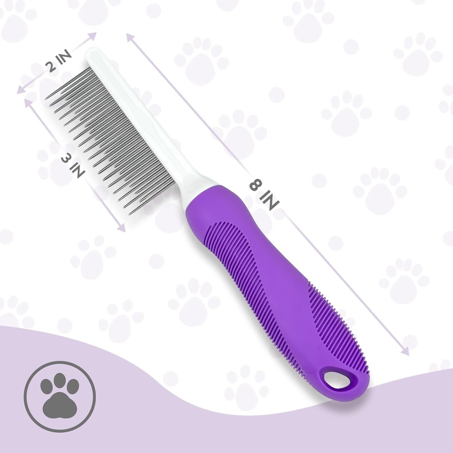 JMT-926474 Detangling Comb for Dogs and Cats with Stainless Steel Teeth - Gentle Grooming Tool for Tangles and Mats