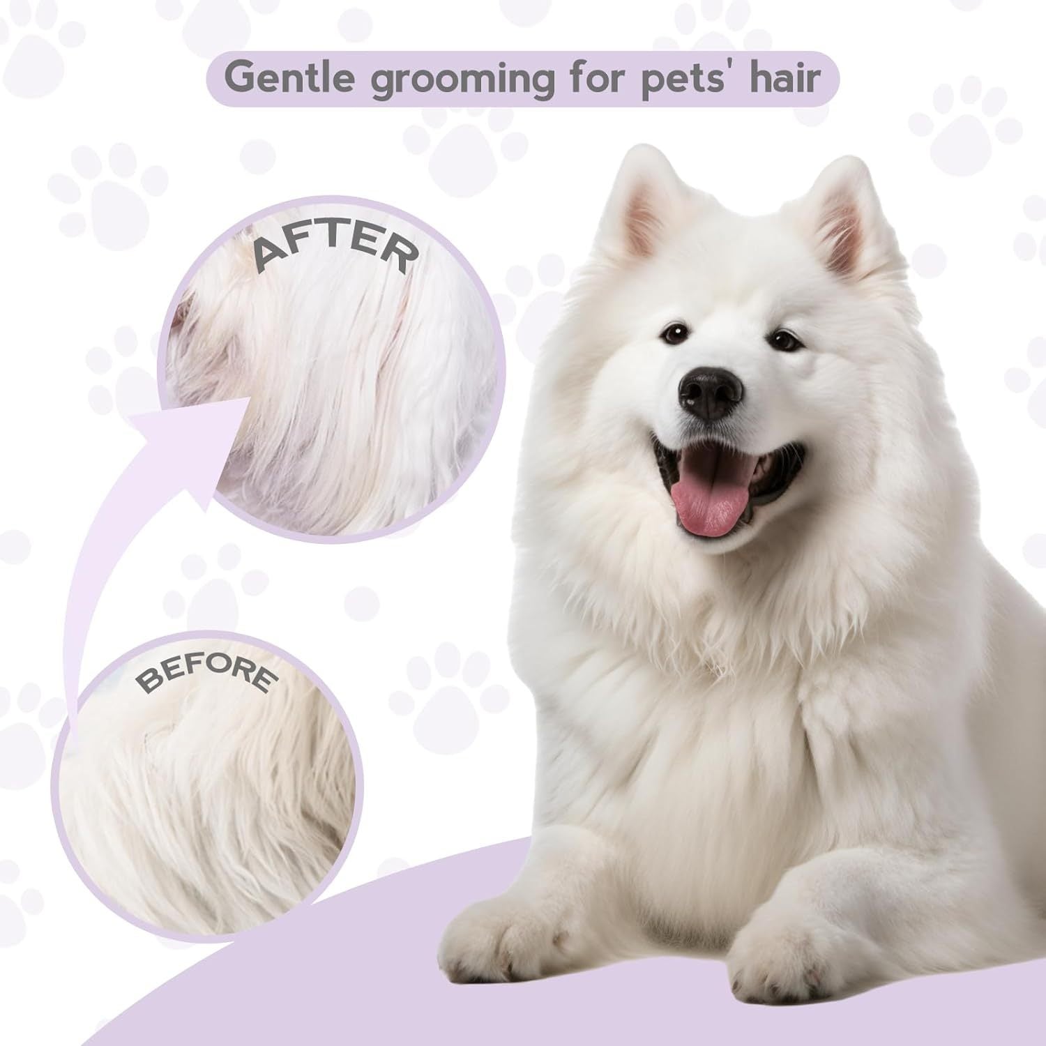 JMT-926474 Detangling Comb for Dogs and Cats with Stainless Steel Teeth - Gentle Grooming Tool for Tangles and Mats