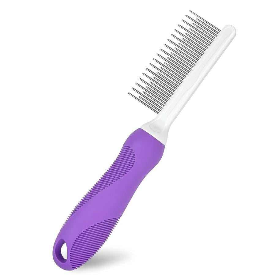 JMT-926474 Detangling Comb for Dogs and Cats with Stainless Steel Teeth - Gentle Grooming Tool for Tangles and Mats