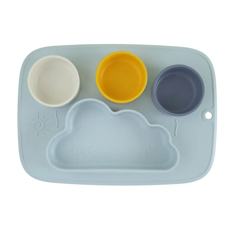 JMT-926602 Cloud-Shaped Baby Silicone Dinner Plate - Food Grade, Creative Cartoon Design for Children