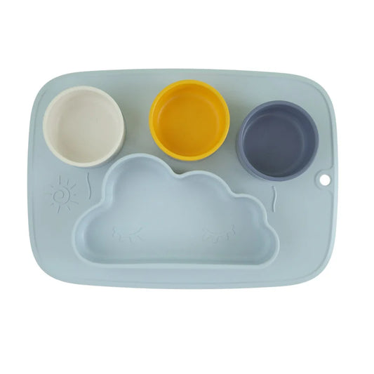 JMT-926602 Cloud-Shaped Baby Silicone Dinner Plate - Food Grade, Creative Cartoon Design for Children