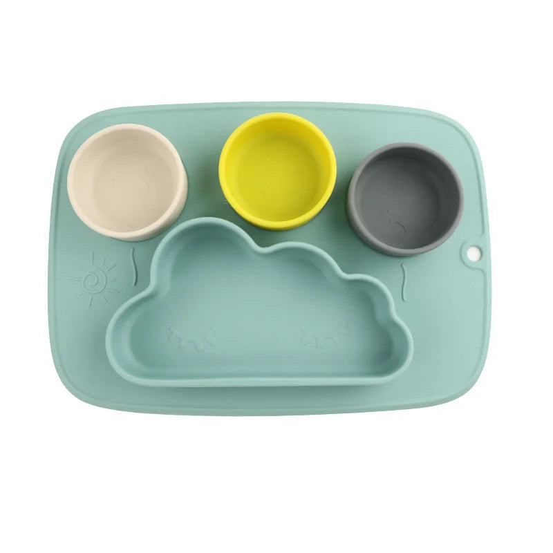 JMT-926602 Cloud-Shaped Baby Silicone Dinner Plate - Food Grade, Creative Cartoon Design for Children