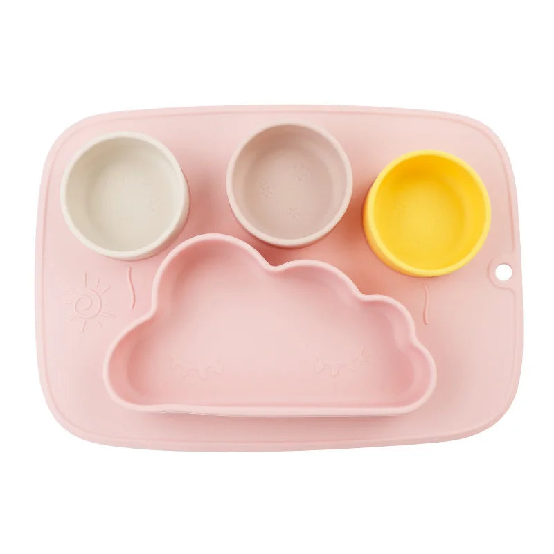 JMT-926602 Cloud-Shaped Baby Silicone Dinner Plate - Food Grade, Creative Cartoon Design for Children